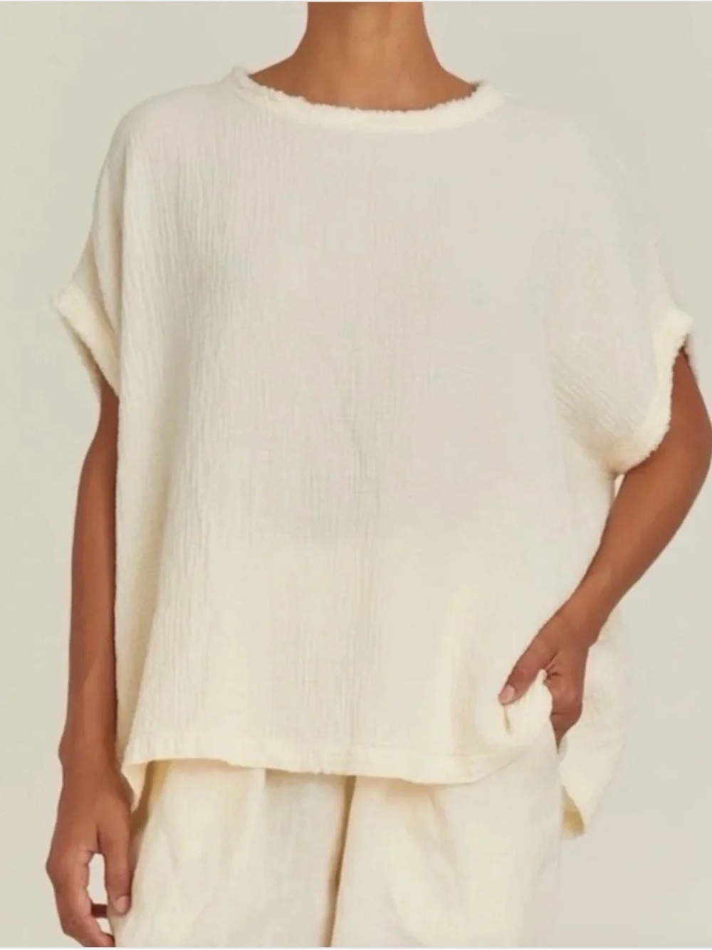 Black Crane Cream Cotton Gauze Box Top